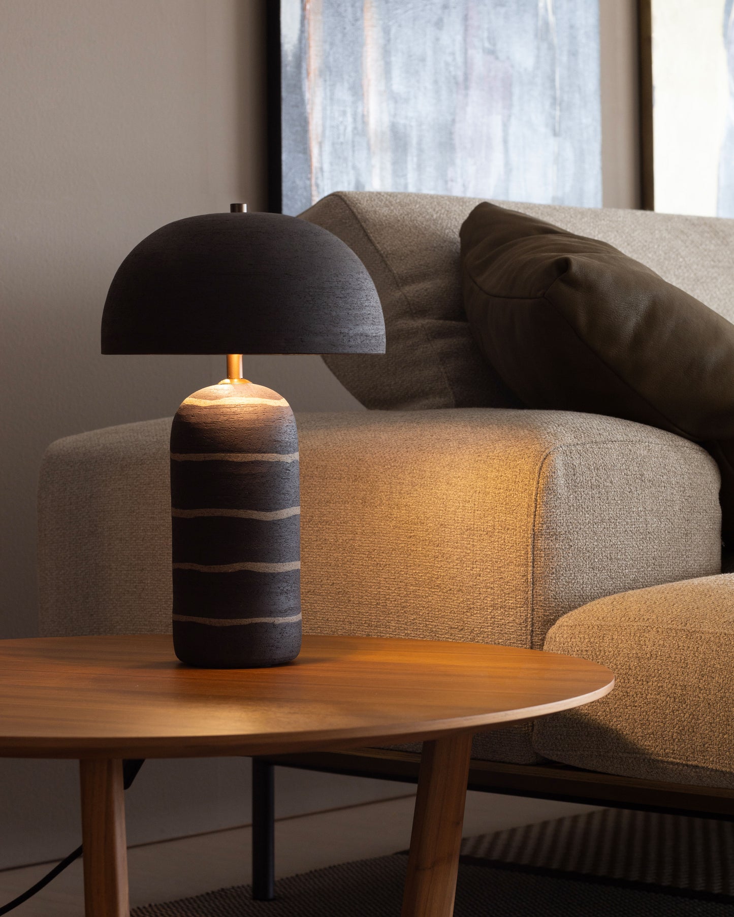 Lampade da tavolo in gres righe